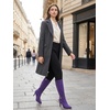 image:imageAllegra K Women Faux Suede Buckle Pointed Toe Stiletto Heel Knee High Boots  Stiletto heel Zipper closure Pointy toe 3 13 inch heel height 15 inch shaft Pairs with dressesPurple