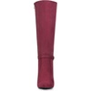 image:imageAllegra K Women Faux Suede Buckle Pointed Toe Stiletto Heel Knee High Boots  Stiletto heel Zipper closure Pointy toe 3 13 inch heel height 15 inch shaft Pairs with dressesBurgundy