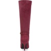 image:imageAllegra K Women Faux Suede Buckle Pointed Toe Stiletto Heel Knee High Boots  Stiletto heel Zipper closure Pointy toe 3 13 inch heel height 15 inch shaft Pairs with dressesBurgundy