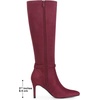 image:imageAllegra K Women Faux Suede Buckle Pointed Toe Stiletto Heel Knee High Boots  Stiletto heel Zipper closure Pointy toe 3 13 inch heel height 15 inch shaft Pairs with dressesBurgundy