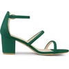image:imageAllegra K Women Faux Suede Open Toe Ankle Strap Chunky Heels Sandals  Strappy design with buckle closure 25inch heel height Easy to pair with jeans or skirt for a casual lookGreen