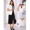 image:imageAllegra K Women Linen Double Breasted Short Sleeve Lapel Blazer  Cotton collar Daily wear office business career Casual fit Simple top jeans pretty bagsWhite