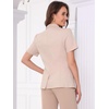 image:imageAllegra K Women Linen Double Breasted Short Sleeve Lapel Blazer  Cotton collar Daily wear office business career Casual fit Simple top jeans pretty bagsLight Pink