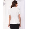 image:imageAllegra K Women Linen Double Breasted Short Sleeve Lapel Blazer  Cotton collar Daily wear office business career Casual fit Simple top jeans pretty bagsWhite