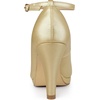 image:imageAllegra K Women Low Platform Round Toe Stiletto Heels Ankle Strap Pumps  Pumps With Closed Toe 3 78 inches Heel Comfortable Heel Pump Summer Dress Shoes for Party OfficeGold