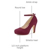 image:imageAllegra K Women Low Platform Round Toe Stiletto Heels Ankle Strap Pumps  Pumps With Closed Toe 3 78 inches Heel Comfortable Heel Pump Summer Dress Shoes for Party OfficeBurgundy