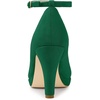 image:imageAllegra K Women Low Platform Round Toe Stiletto Heels Ankle Strap Pumps  Pumps With Closed Toe 3 78 inches Heel Comfortable Heel Pump Summer Dress Shoes for Party OfficeGreen