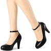 image:imageAllegra K Women Low Platform Round Toe Stiletto Heels Ankle Strap Pumps  Pumps With Closed Toe 3 78 inches Heel Comfortable Heel Pump Summer Dress Shoes for Party OfficeBlack