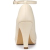 image:imageAllegra K Women Low Platform Round Toe Stiletto Heels Ankle Strap Pumps  Pumps With Closed Toe 3 78 inches Heel Comfortable Heel Pump Summer Dress Shoes for Party OfficeBeige