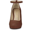 image:imageAllegra K Women Low Platform Round Toe Stiletto Heels Ankle Strap Pumps  Pumps With Closed Toe 3 78 inches Heel Comfortable Heel Pump Summer Dress Shoes for Party OfficeDark Brown
