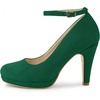 image:imageAllegra K Women Low Platform Round Toe Stiletto Heels Ankle Strap Pumps  Pumps With Closed Toe 3 78 inches Heel Comfortable Heel Pump Summer Dress Shoes for Party OfficeGreen