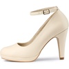 image:imageAllegra K Women Low Platform Round Toe Stiletto Heels Ankle Strap Pumps  Pumps With Closed Toe 3 78 inches Heel Comfortable Heel Pump Summer Dress Shoes for Party OfficeBeige