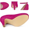 image:imageAllegra K Women Low Platform Round Toe Stiletto Heels Ankle Strap Pumps  Pumps With Closed Toe 3 78 inches Heel Comfortable Heel Pump Summer Dress Shoes for Party OfficeHot Pinksuede