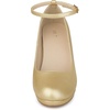 image:imageAllegra K Women Low Platform Round Toe Stiletto Heels Ankle Strap Pumps  Pumps With Closed Toe 3 78 inches Heel Comfortable Heel Pump Summer Dress Shoes for Party OfficeGold