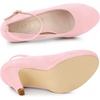 image:imageAllegra K Women Low Platform Round Toe Stiletto Heels Ankle Strap Pumps  Pumps With Closed Toe 3 78 inches Heel Comfortable Heel Pump Summer Dress Shoes for Party OfficeBling Pink