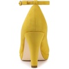 image:imageAllegra K Women Low Platform Round Toe Stiletto Heels Ankle Strap Pumps  Pumps With Closed Toe 3 78 inches Heel Comfortable Heel Pump Summer Dress Shoes for Party OfficeYellow