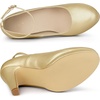 image:imageAllegra K Women Low Platform Round Toe Stiletto Heels Ankle Strap Pumps  Pumps With Closed Toe 3 78 inches Heel Comfortable Heel Pump Summer Dress Shoes for Party OfficeGold