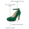 image:imageAllegra K Women Low Platform Round Toe Stiletto Heels Ankle Strap Pumps  Pumps With Closed Toe 3 78 inches Heel Comfortable Heel Pump Summer Dress Shoes for Party OfficeGreen