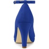 image:imageAllegra K Women Low Platform Round Toe Stiletto Heels Ankle Strap Pumps  Pumps With Closed Toe 3 78 inches Heel Comfortable Heel Pump Summer Dress Shoes for Party OfficeDark Blue