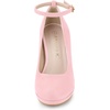 image:imageAllegra K Women Low Platform Round Toe Stiletto Heels Ankle Strap Pumps  Pumps With Closed Toe 3 78 inches Heel Comfortable Heel Pump Summer Dress Shoes for Party OfficeBling Pink