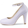 image:imageAllegra K Women Low Platform Round Toe Stiletto Heels Ankle Strap Pumps  Pumps With Closed Toe 3 78 inches Heel Comfortable Heel Pump Summer Dress Shoes for Party OfficeLight Purple