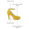 image:imageAllegra K Women Low Platform Round Toe Stiletto Heels Ankle Strap Pumps  Pumps With Closed Toe 3 78 inches Heel Comfortable Heel Pump Summer Dress Shoes for Party OfficeYellow