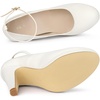 image:imageAllegra K Women Low Platform Round Toe Stiletto Heels Ankle Strap Pumps  Pumps With Closed Toe 3 78 inches Heel Comfortable Heel Pump Summer Dress Shoes for Party OfficeWhite