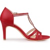 image:imageAllegra K Women Rhinestone Ankle Strap Open Toe Stiletto Heels Sandals  Stiletto heel Buckle closure Rhinestone vamp Open toe Party Office Casual Halloween Christmas ABS heelRed