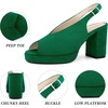 image:imageAllegra K Women Rubber Square Toe Slingback Platform Chunky Heel Sandals  ABS outsole Block heel 37inch heel height 08inch platform Slingback strap Chunky heel Square toeGreen
