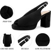 image:imageAllegra K Women Rubber Square Toe Slingback Platform Chunky Heel Sandals  ABS outsole Block heel 37inch heel height 08inch platform Slingback strap Chunky heel Square toeBlack