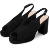 image:imageAllegra K Women Rubber Square Toe Slingback Platform Chunky Heel Sandals  ABS outsole Block heel 37inch heel height 08inch platform Slingback strap Chunky heel Square toeBlack