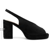 image:imageAllegra K Women Rubber Square Toe Slingback Platform Chunky Heel Sandals  ABS outsole Block heel 37inch heel height 08inch platform Slingback strap Chunky heel Square toeBlack
