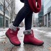 image:imageAllegra K Women Warm Breathable Flat Hook Loop Ankle Snow Boots  Cotton vamp TPR outsole Nonslip durable Keeps feet dry in cold mud Heel 079in Hook loop closureRed