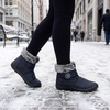 image:imageAllegra K Women Warm Breathable Flat Hook Loop Ankle Snow Boots  Cotton vamp TPR outsole Nonslip durable Keeps feet dry in cold mud Heel 079in Hook loop closureNavy Blue