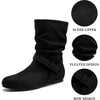 image:imageAllegra K Women Wide Mid Calf Slouch Pull on Low Heel Booties  TPR Sole Round Toe Pleated Design Casual Party Office Interview Christmas Dating EveningBlack