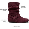 image:imageAllegra K Women Wide Mid Calf Slouch Pull on Low Heel Booties  TPR Sole Round Toe Pleated Design Casual Party Office Interview Christmas Dating EveningBurgundy