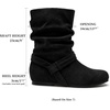image:imageAllegra K Women Wide Mid Calf Slouch Pull on Low Heel Booties  TPR Sole Round Toe Pleated Design Casual Party Office Interview Christmas Dating EveningBlack