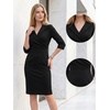 image:imageAllegra K Women Wrap Dress Lapel V Neck 34 Sleeve with Pockets Elegant Work Office Business Bodycon Pencil Mini DressesBlack