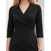 image:imageAllegra K Women Wrap Dress Lapel V Neck 34 Sleeve with Pockets Elegant Work Office Business Bodycon Pencil Mini DressesBlack