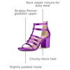 image:imageAllegra K Womens Chunky Heels Gladiators Sandals  3 inches Heel Strappy Comfortable Faux Leather perfect for Evening Party Wedding Date NightPurple