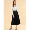 image:imageAllegra K Womens Elastic Waist Party Metallic Shiny Accordion Pleated Midi SkirtBlack