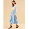 image:imageAllegra K Womens Elastic Waist Party Metallic Shiny Accordion Pleated Midi SkirtBlue
