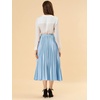 image:imageAllegra K Womens Elastic Waist Party Metallic Shiny Accordion Pleated Midi SkirtBlue