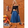 image:imageAllegra K Womens Elastic Waist Party Metallic Shiny Accordion Pleated Midi SkirtBlue1