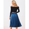 image:imageAllegra K Womens Elastic Waist Party Metallic Shiny Accordion Pleated Midi SkirtBlue1
