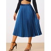 image:imageAllegra K Womens Elastic Waist Party Metallic Shiny Accordion Pleated Midi SkirtBlue1