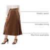 image:imageAllegra K Womens Elastic Waist Party Metallic Shiny Accordion Pleated Midi SkirtBrown