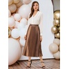 image:imageAllegra K Womens Elastic Waist Party Metallic Shiny Accordion Pleated Midi SkirtBrown