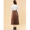 image:imageAllegra K Womens Elastic Waist Party Metallic Shiny Accordion Pleated Midi SkirtBrown