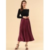 image:imageAllegra K Womens Elastic Waist Party Metallic Shiny Accordion Pleated Midi SkirtBurgundy